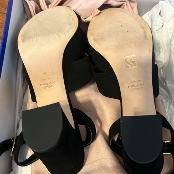 Stuart Weitzman Mariposa Platform Sandals in Black Suede, New in box , 38.5 /8B - Picture 11 of 13